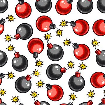 Seamless sketch bombs Stock Illustration