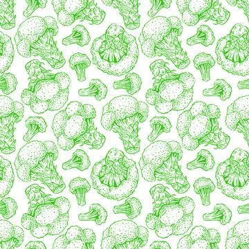 Seamless sketch broccoli Stock-Illustration