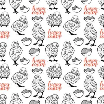 Seamless sketch chicks Illustrazione stock