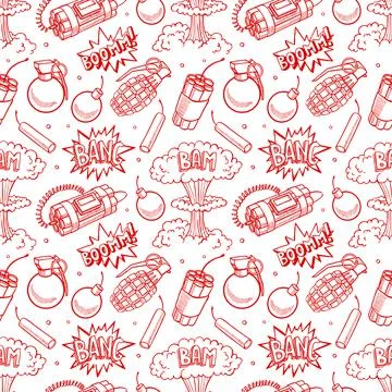 Seamless sketch explosive devices 库存插图