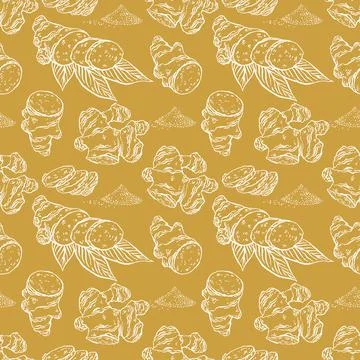 Seamless sketch ginger Illustrazione stock
