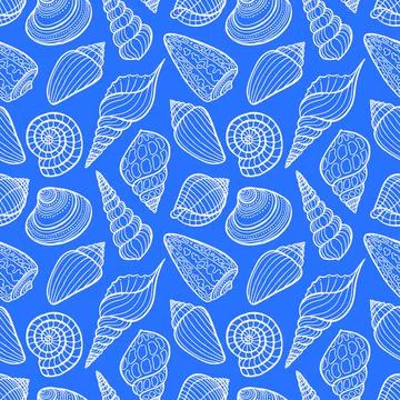 Seamless sketch seashells Illustrazione stock