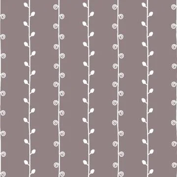 Seamless sketch vector nature pattern. White twigs on grey background Иллюстрация