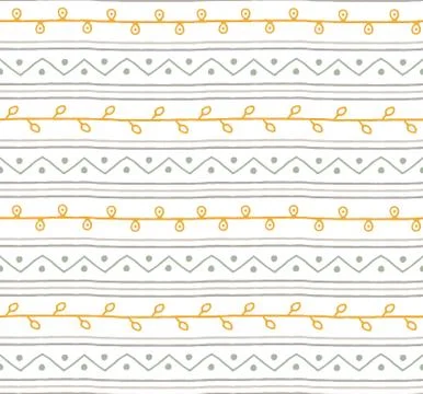 Seamless sketch vector pattern. Twigs lines and zigzags background Stock Illustration
