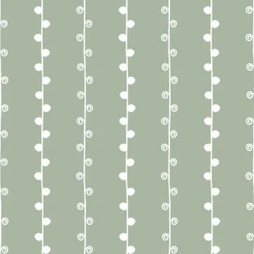 Seamless sketch vector pattern. White twigs on green background. Hand drawn Stock Illustration