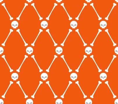 Seamless  Skull and bone  pattern. halloween background Stock Illustration