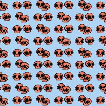Seamless skull pattern skeleton design on blue background Illustrazione stock