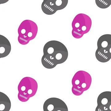 Seamless skull pattern in trendy pink and gray Stock Illustration