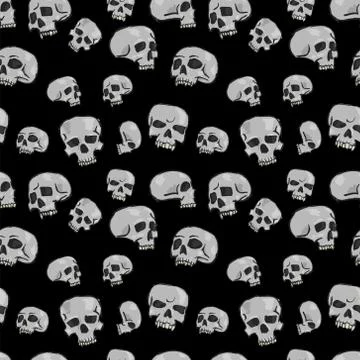 Seamless Skulls Black Stock Illustration