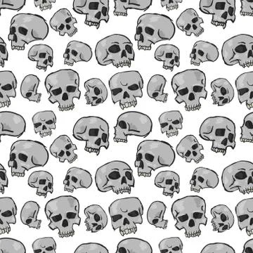 Seamless Skulls White Stock-Illustration