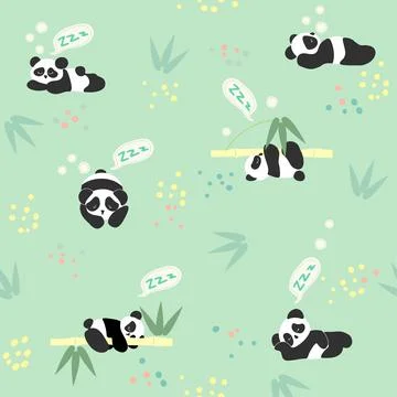 Seamless sleeping panda pattern イラスト素材