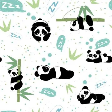 Seamless sleeping panda pattern Illustrazione stock