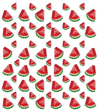 Seamless slice watermelon. Vector illustration. Isolated on a white backgroun Stock Illustration