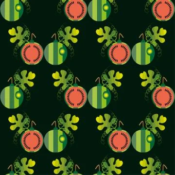 Seamless with the slices of watermelon Stock Illustration