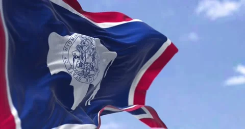 Seamless slow motion of the US state flag of Wyoming waving in the wind Stock-Footage 187298549