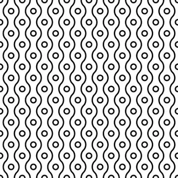 Seamless small circles and wavy linear grid Stock Illustration