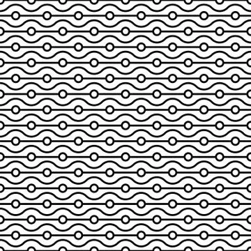Seamless small circles and wavy linear grid Stock Illustration