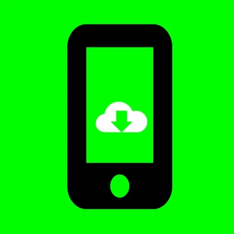 Seamless Smartphone Cloud Download Icon Animation on Green Screen 動画素材 342726923