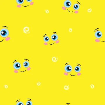 Seamless smiley face pattern with funny facial expressions in continuous yell Illustrazione stock