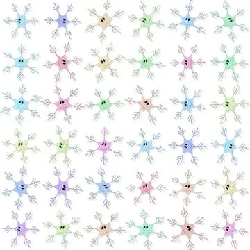 Seamless smiling snowflake pattern on white Illustrazione stock
