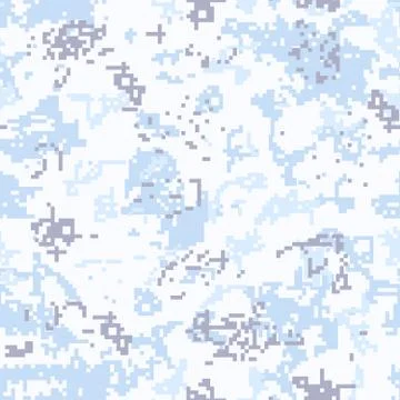 Seamless snow camouflage of pixel pattern Stock Illustration