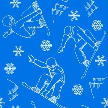 Seamless snowboarder pattern Stock Illustration