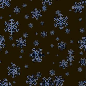 Seamless snowflake pattern on a black background. Vector illustration. Stock Illustration