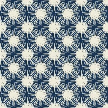 Seamless snowflake pattern on dark blue background Stock Illustration