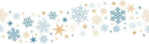 Seamless snowflake, star border Ilustración de archivo