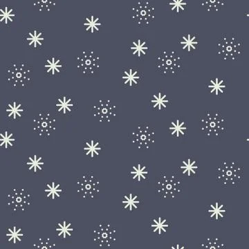 Seamless snowflake vector pattern in dark blue colors. Stock Illustration