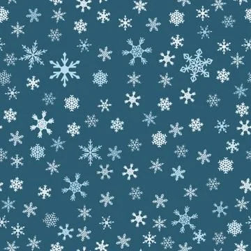 Seamless snowflakes pattern - blue vector background. Christmas wrapping pape Illustrazione stock