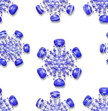 Seamless snowflakes pattern with drop shadow on white Stock Illustration