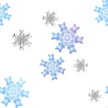 Seamless snowflakes pattern on white bakground Stock Illustration
