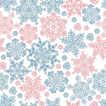 Seamless snowflakes pattern for winter themed designs. vector illustration, e Stock Illustration