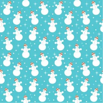 Seamless snowmans pattern Stock Illustration