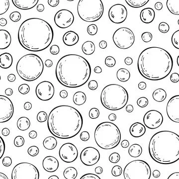 Seamless soap bubbles pattern. Vector hand drawn background Stock Illustration