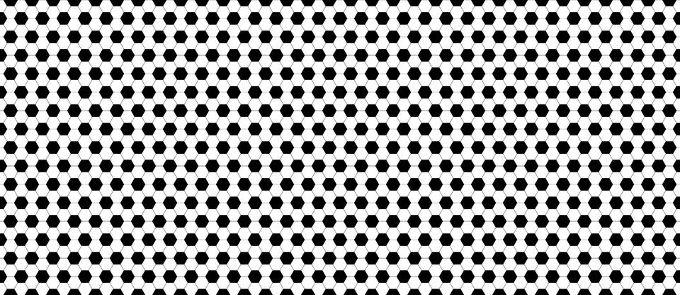 Seamless soccer ball pattern in black and white colors. Football game hexagon Stock Illustration