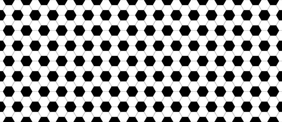 Seamless soccer ball pattern in black and white colors. Football game hexagon Stock Illustration