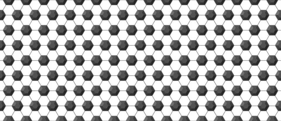 Seamless soccer ball pattern in black and white colors. Football game hexagon Stock Illustration