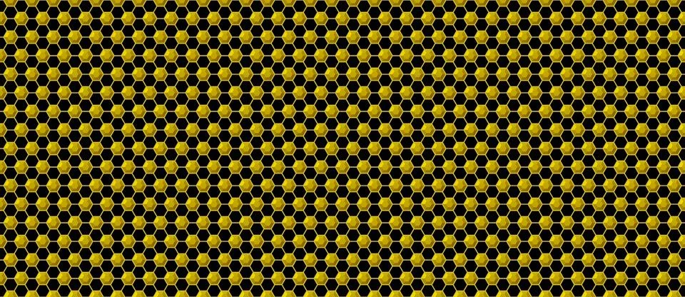 Seamless soccer ball pattern in yellow and black colors. Football game hexagon Stock Illustration