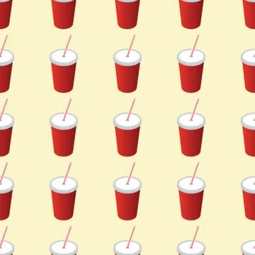 Seamless soda cup pattern. Background with a soda cup. Pattern for textile and Stock Illustration