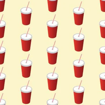 Seamless soda cup pattern. Background with a soda cup. Pattern for textile and Stock Illustration