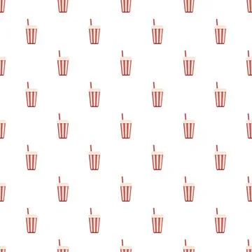 Seamless soda cup pattern on a white background Stock Illustration
