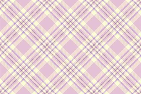 A seamless, soft pastel plaid pattern features light purple and cream diagona Stock Illustration
