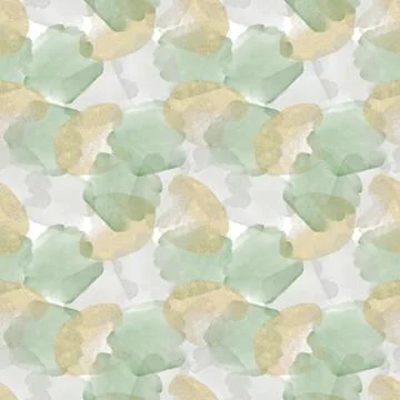 Seamless solid pattern of watercolor spots of green and gray with strokes of Stock Illustration