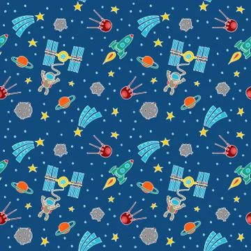 Seamless Space Doodle Stock Illustration