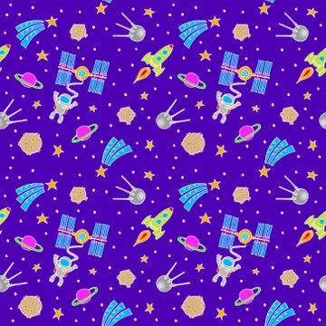 Seamless Space Doodle Stock-Illustration