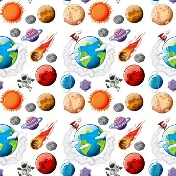 Seamless Space Exploration Pattern Illustrazione stock