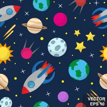 Seamless space pattern. Children's. For your design. Иллюстрация