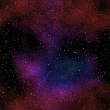 Seamless space pattern with color nebula Illustrazione stock